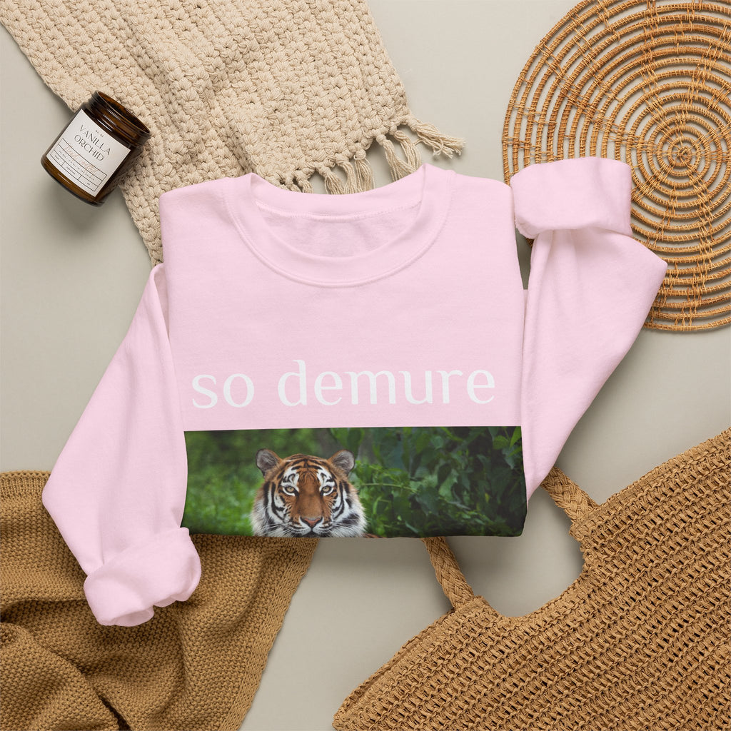 demure tiger unisex sweatshirt