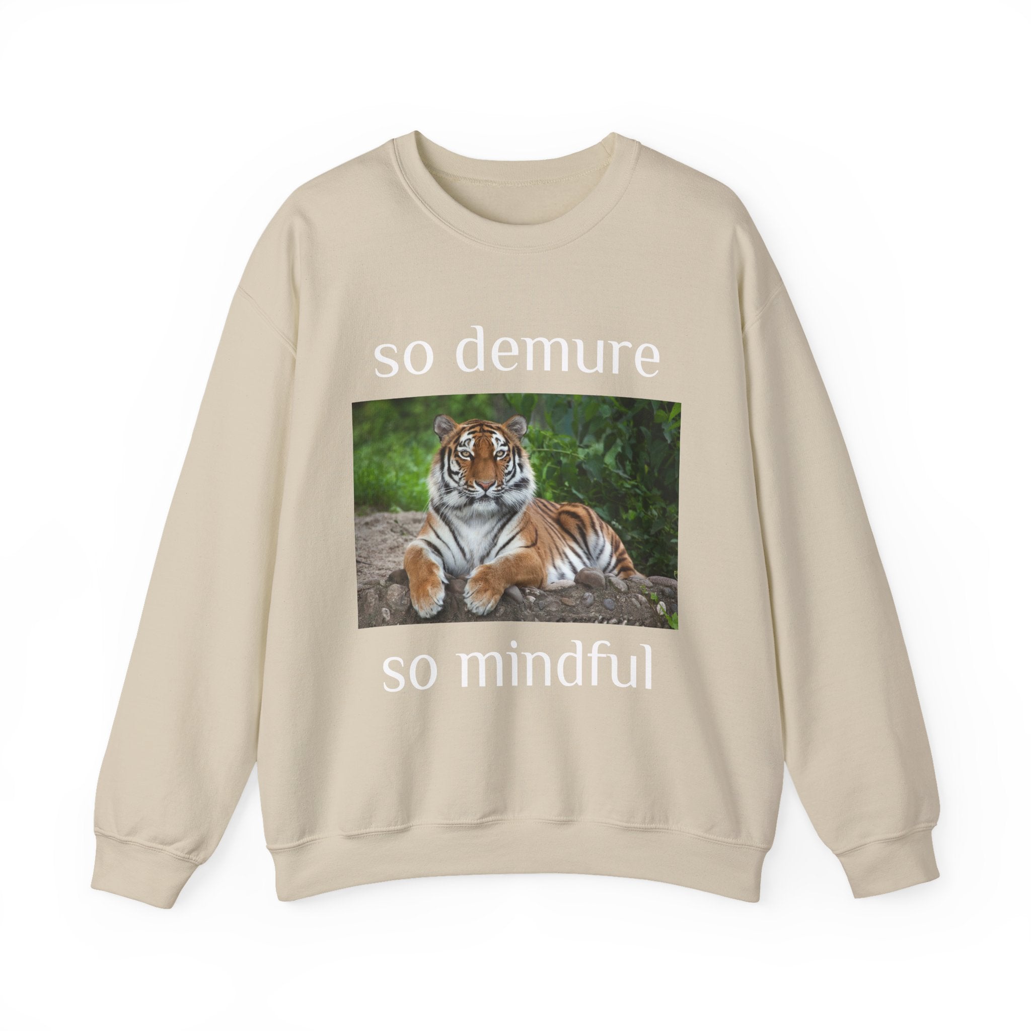 demure tiger unisex sweatshirt