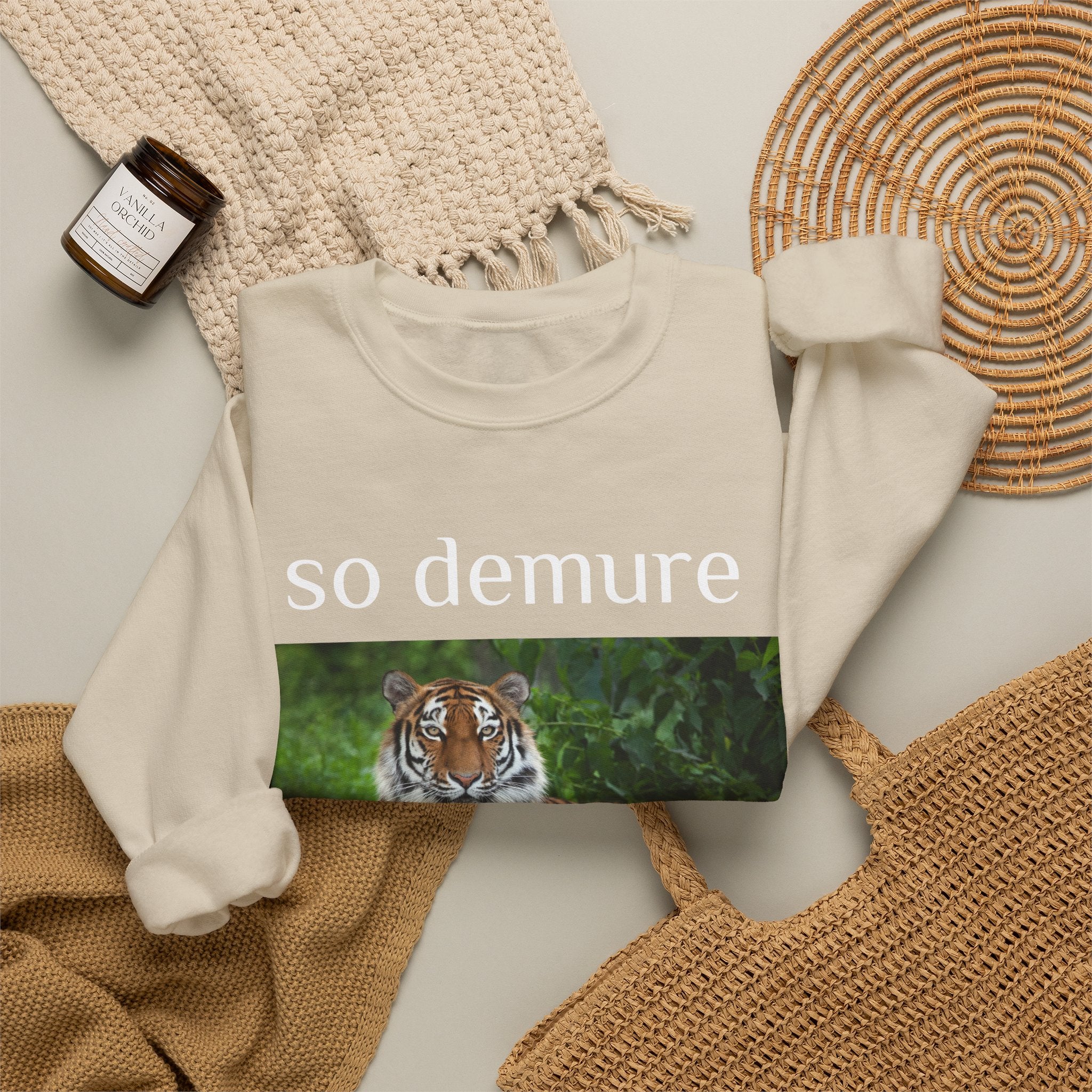 demure tiger unisex sweatshirt