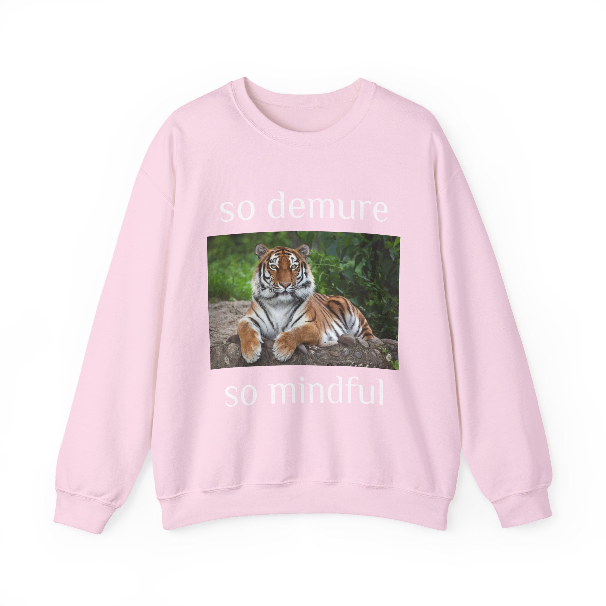 demure tiger unisex sweatshirt